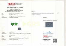 Load image into Gallery viewer, Natural Zambia Insg Emerald 15.49 cts Heart pair by SR-Takat