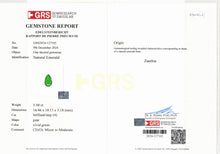 Load image into Gallery viewer, Natural Zambia Minor to Moderate/ Moderate Emerald 11.45 cts Pear pair by SR-Takat