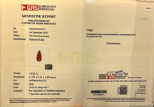 Load image into Gallery viewer, Magnificient Pigeon Blood No Heat Mozambique 10.25 cts Ruby Pendant by SR-Takat