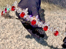 Load image into Gallery viewer, Magnificient Pigeon Blood No Heat Mozambique 3 cts each total of 27.50 cts Ruby necklace & crown combination by SR-Takat