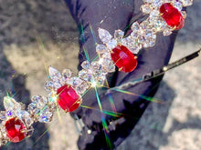 Load image into Gallery viewer, Magnificient Pigeon Blood No Heat Mozambique 3 cts each total of 27.50 cts Ruby necklace & crown combination by SR-Takat