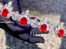 Load image into Gallery viewer, Magnificient Pigeon Blood No Heat Mozambique 3 cts each total of 27.50 cts Ruby necklace & crown combination by SR-Takat