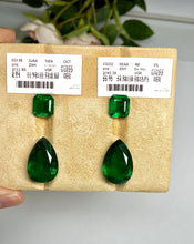 Load image into Gallery viewer, Natural Zambia Minor Emerald 11.95 cts Octagon pair & 45.38 Pear pair by SR-Takat