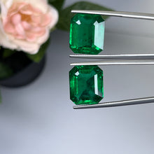 Load image into Gallery viewer, Natural Zambia Minor Emerald 25.55 cts Octagon pair by SR-Takat