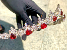 Load image into Gallery viewer, Magnificient Pigeon Blood No Heat Mozambique 3 cts each total of 27.59 cts Ruby necklace & crown combination by SR-Takat