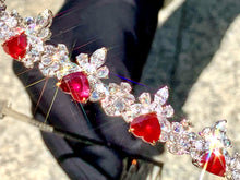Load image into Gallery viewer, Magnificient Pigeon Blood No Heat Mozambique 3 cts each total of 27.59 cts Ruby necklace & crown combination by SR-Takat