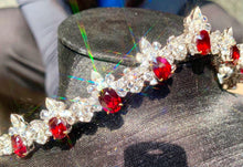 Load image into Gallery viewer, Magnificient Pigeon Blood No Heat Mozambique 3 cts each total of 28.34 cts Ruby necklace & crown combination by SR-Takat