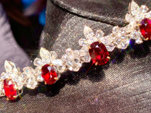 Load image into Gallery viewer, Magnificient Pigeon Blood No Heat Mozambique 3 cts each total of 28.34 cts Ruby necklace & crown combination by SR-Takat