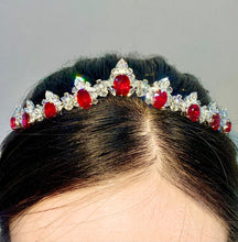 Load image into Gallery viewer, Magnificient Pigeon Blood No Heat Mozambique 3 cts each total of 27.86 cts Ruby necklace & crown combination by SR-Takat