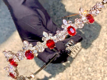Load image into Gallery viewer, Magnificient Pigeon Blood No Heat Mozambique 3 cts each total of 27.90 cts Ruby necklace & crown combination by SR-Takat