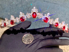 Load image into Gallery viewer, Magnificient Pigeon Blood No Heat Mozambique 3 cts each total of 27.90 cts Ruby necklace & crown combination by SR-Takat