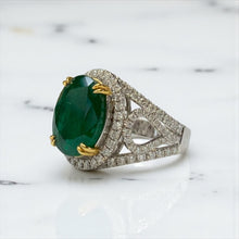 Load image into Gallery viewer, Beautiful Emerald Diamond 18k Platinum Ring by SR-Takat