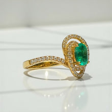 Load image into Gallery viewer, Beautiful Emerald Diamond 18k Platinum Ring by SR-Takat