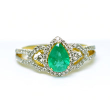 Load image into Gallery viewer, 18K Gold Ring with Emerald and Diamonds