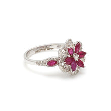 Load image into Gallery viewer, Beautiful 18K White Gold Ring With Ruby and Diamonds