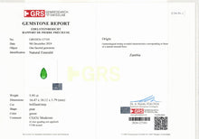 Load image into Gallery viewer, Natural Zambia Minor to Moderate/ Moderate Emerald 11.45 cts Pear pair by SR-Takat
