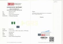 Load image into Gallery viewer, Natural Zambia Minor/Insig Emerald 5.99 cts Octagon pair by SR-Takat
