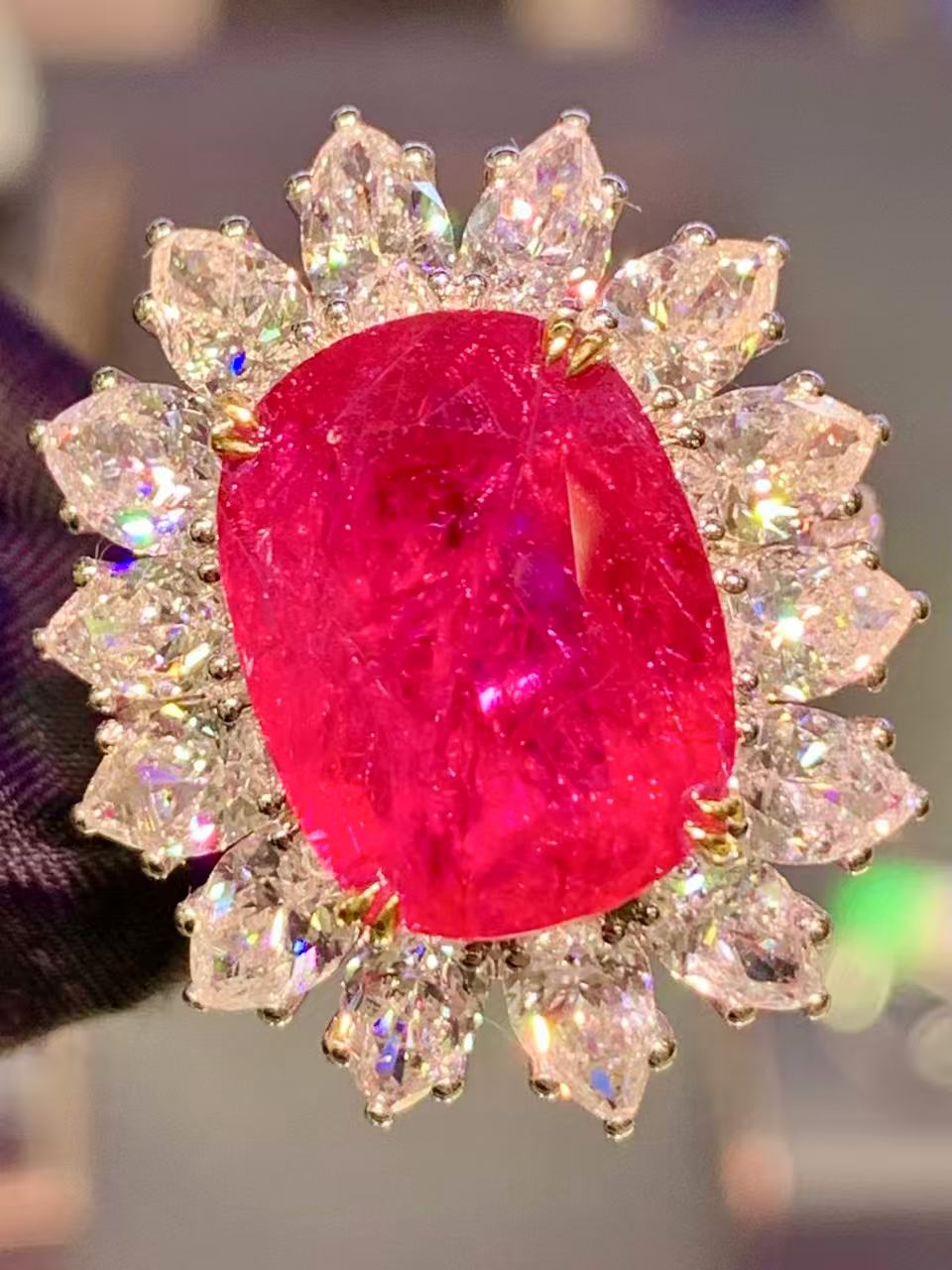Magnificient Pigeon Blood No Heat Mozambique 10.04 cts Ruby Ring by SR-Takat