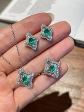 Load image into Gallery viewer, Magnificient Vivid Green Natural Emerald &amp; Diamond set of Pendant, Earring &amp; Ring by SR-Takat
