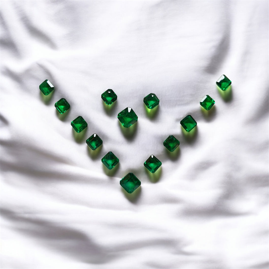 Classic Asscher Cut Natural Emerald Set by SR-Takat