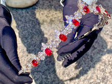 Load image into Gallery viewer, Magnificient Pigeon Blood No Heat Mozambique 3 cts each total of 27.50 cts Ruby necklace &amp; crown combination by SR-Takat
