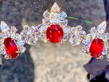 Load image into Gallery viewer, Magnificient Pigeon Blood No Heat Mozambique 3 cts each total of 27.50 cts Ruby necklace &amp; crown combination by SR-Takat
