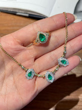 Load image into Gallery viewer, Brand New Zambia Vivid Green Natural Emerald set of Pendant, Ring by SR-Takat
