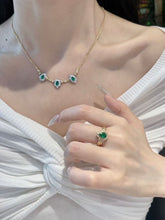 Load image into Gallery viewer, Brand New Zambia Vivid Green Natural Emerald set of Pendant, Ring by SR-Takat
