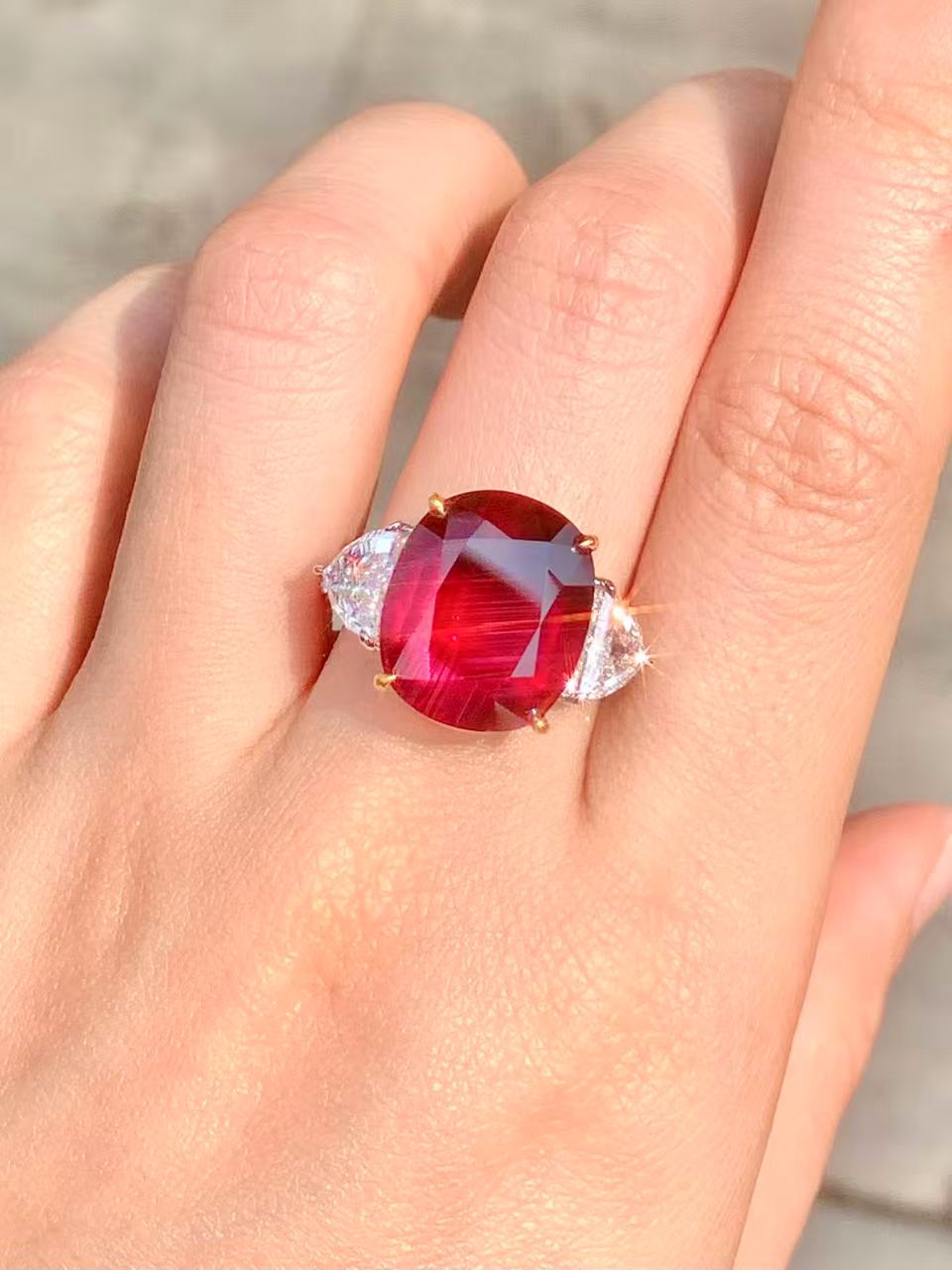 Magnificient Pigeon Blood No Heat Mozambique 12.40 cts Ruby Ring by SR-Takat