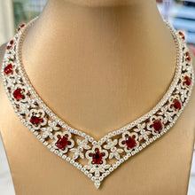 Load image into Gallery viewer, Natural Burmese Gubelin Pigeon Blood Ruby &amp; Diamond 18k Gold Necklace 42.04 cts by SR-Takat
