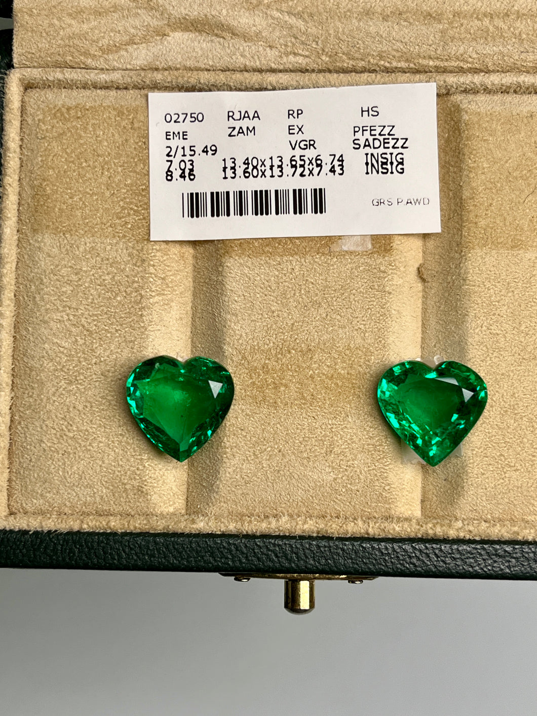 Natural Zambia Insg Emerald 15.49 cts Heart pair by SR-Takat