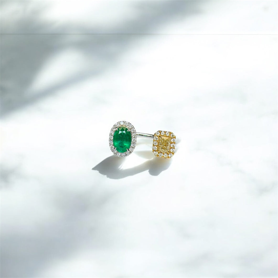 Grand Emerald Diamond 18k Platinum Ring by SR-Takat