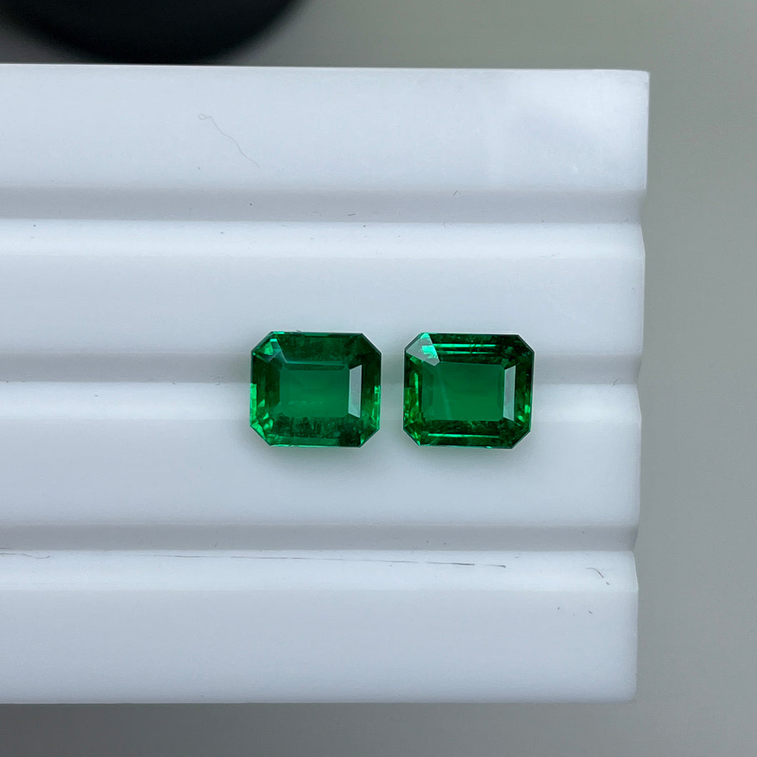 Natural Zambia No Oil Emerald 5.57 cts Octagon pair by SR-Takat