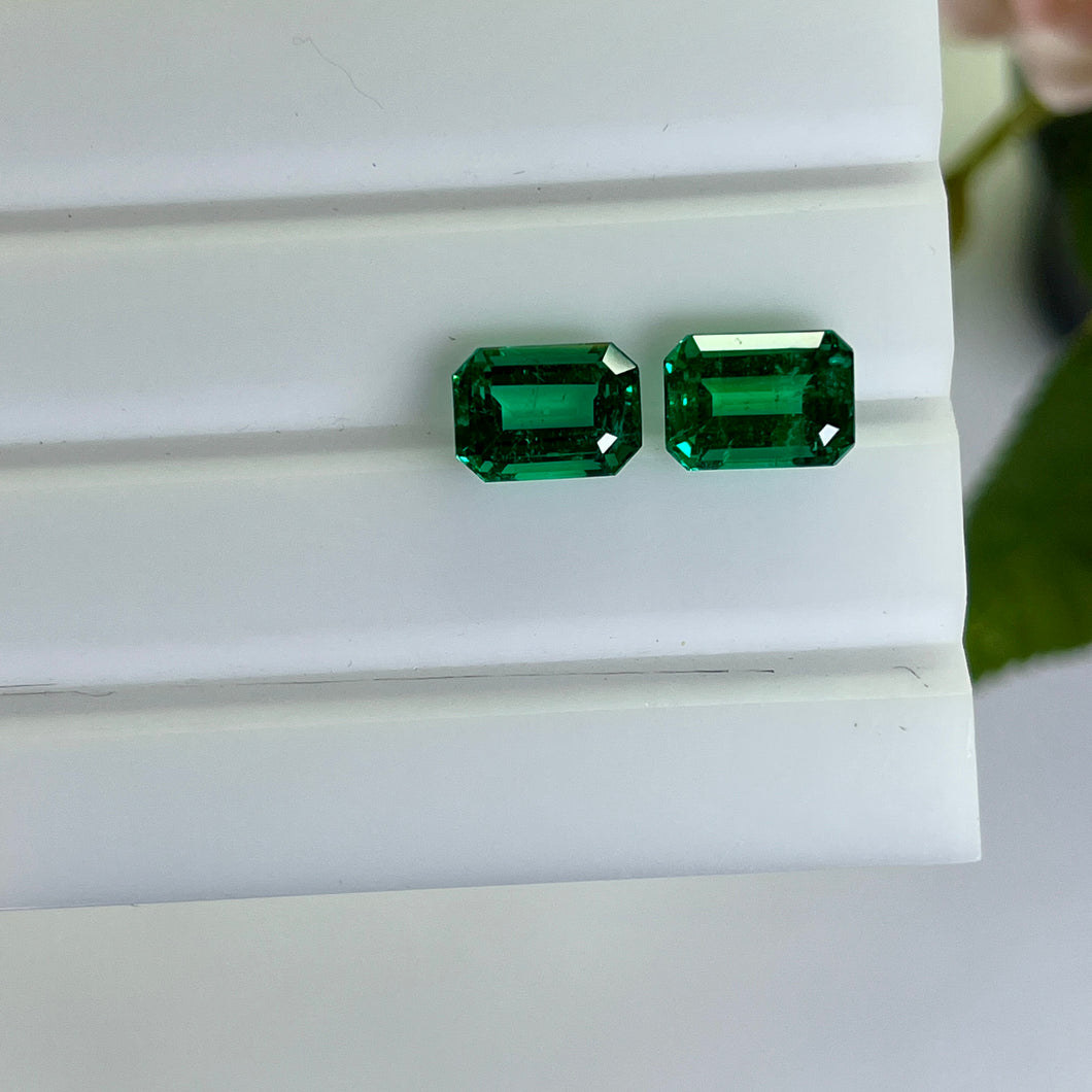 Natural Zambia Minor/No oil Emerald 4.61 cts Octagon pair by SR-Takat