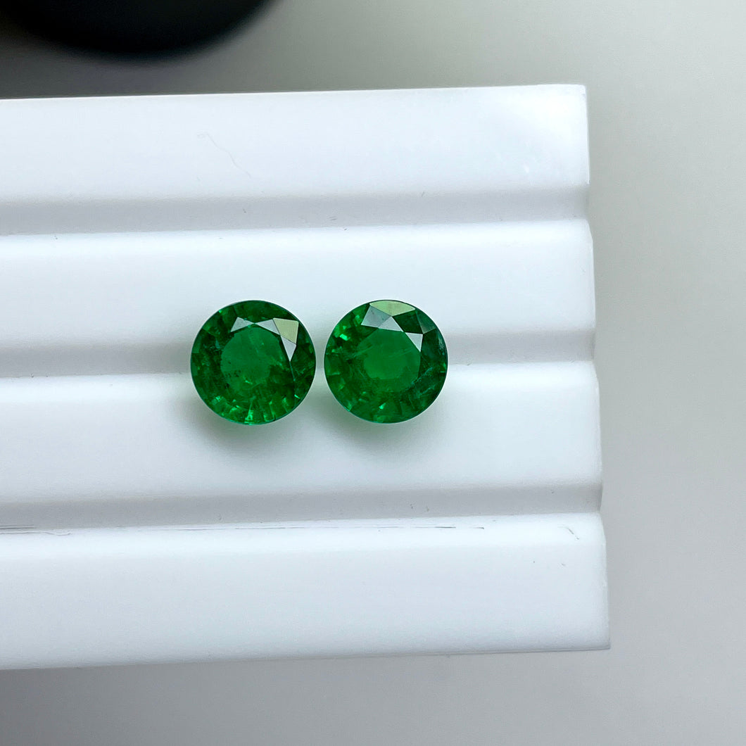 Natural Zambia No-Oil Emerald 7.51 cts Round Pair by SR-Takat