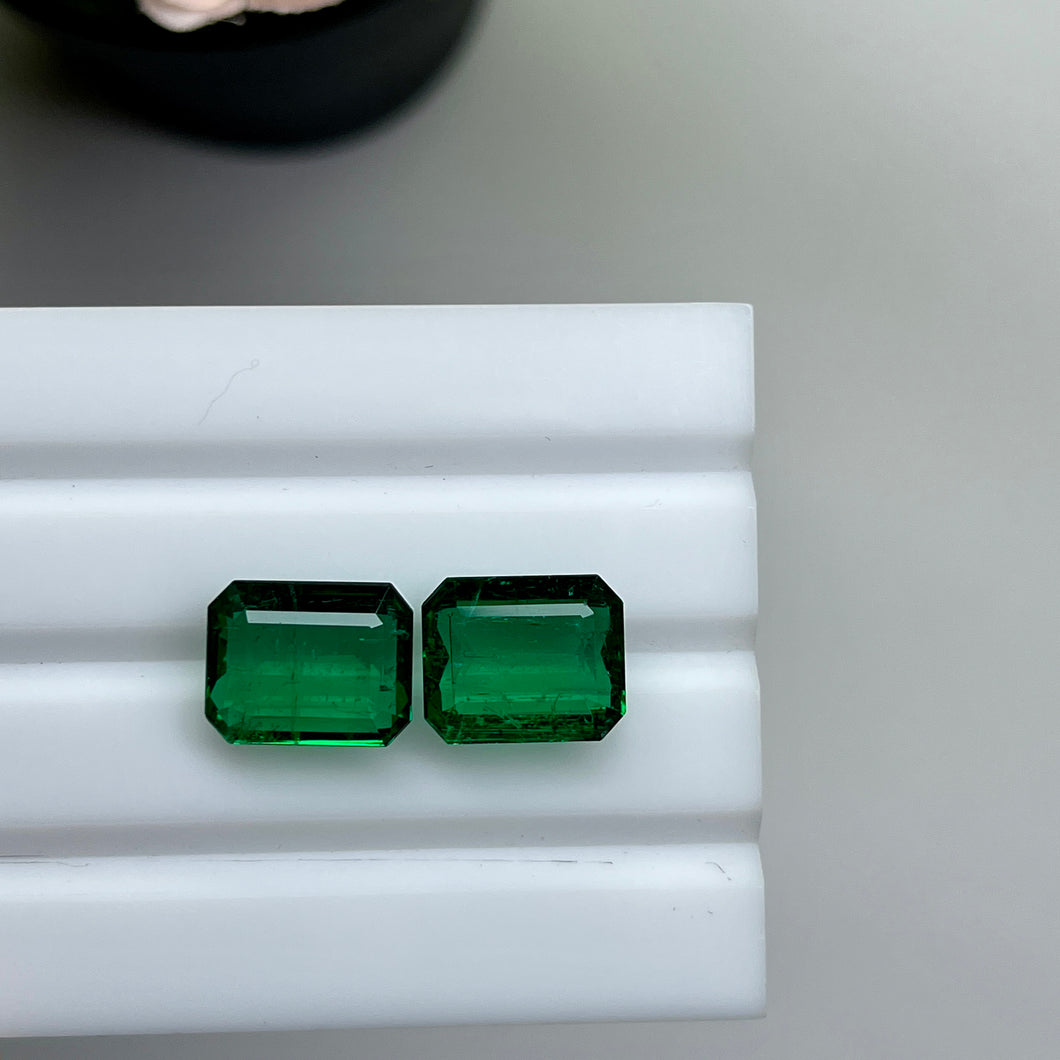 Natural Zambia Minor/No oil Emerald 13.67 cts Octagon pair by SR-Takat