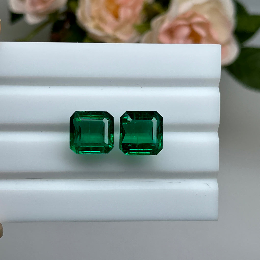 Natural Zambia Minor/Insignificant Emerald 13.36 cts Octagon pair by SR-Takat