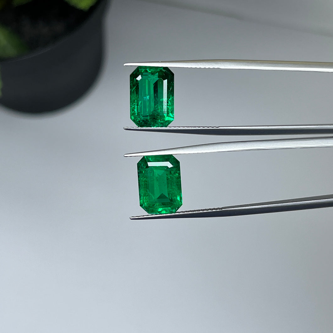 Natural Zambia Insignificant Emerald 8.75 cts Octagon pair by SR-Takat