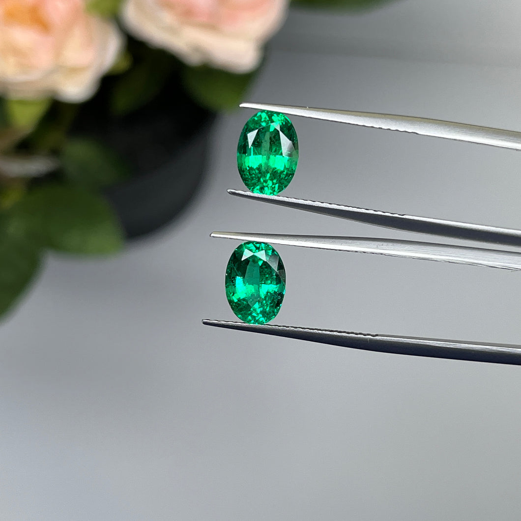 Natural Zambia Insignificant Emerald 3.49 cts Oval pair by SR-Takat