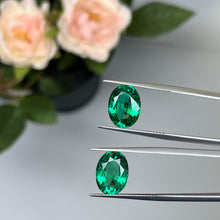Load image into Gallery viewer, Natural Zambia Minor/Insig Emerald 7.77 cts Oval pair by SR-Takat
