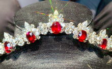Load image into Gallery viewer, Magnificient Pigeon Blood No Heat Mozambique 3 cts each total of 28.34 cts Ruby necklace &amp; crown combination by SR-Takat
