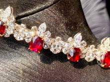 Load image into Gallery viewer, Magnificient Pigeon Blood No Heat Mozambique 3 cts each total of 28.34 cts Ruby necklace &amp; crown combination by SR-Takat
