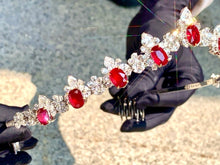 Load image into Gallery viewer, Magnificient Pigeon Blood No Heat Mozambique 3 cts each total of 27.86 cts Ruby necklace &amp; crown combination by SR-Takat

