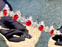 Load image into Gallery viewer, Magnificient Pigeon Blood No Heat Mozambique 3 cts each total of 27.86 cts Ruby necklace &amp; crown combination by SR-Takat

