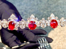 Load image into Gallery viewer, Magnificient Pigeon Blood No Heat Mozambique 3 cts each total of 27.86 cts Ruby necklace &amp; crown combination by SR-Takat

