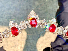 Load image into Gallery viewer, Magnificient Pigeon Blood No Heat Mozambique 3 cts each total of 27.86 cts Ruby necklace &amp; crown combination by SR-Takat
