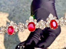 Load image into Gallery viewer, Magnificient Pigeon Blood No Heat Mozambique 3 cts each total of 27.86 cts Ruby necklace &amp; crown combination by SR-Takat
