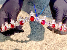 Load image into Gallery viewer, Magnificient Pigeon Blood No Heat Mozambique 3 cts each total of 27.90 cts Ruby necklace &amp; crown combination by SR-Takat
