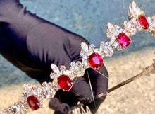 Load image into Gallery viewer, Magnificient Pigeon Blood No Heat Mozambique 3 cts each total of 27.90 cts Ruby necklace &amp; crown combination by SR-Takat
