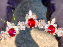 Load image into Gallery viewer, Magnificient Pigeon Blood No Heat Mozambique 3 cts each total of 27.90 cts Ruby necklace &amp; crown combination by SR-Takat

